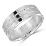 8 MM Black Diamond Mens Wedding Band in White Gold (MDVB1017)
