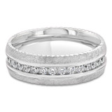 7 MM Diamond Mens Wedding Band in White Gold (MDVB1041)