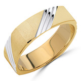 6 MM Modern Mens Wedding Band in Two-Tone Yellow & White Gold (MDVB1048)