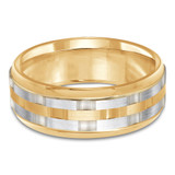 8 MM Modern Mens Wedding Band in 14K Two-Tone Yellow & White Gold (MDVB1054)