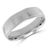 6 MM Milgrained Comfort Fit Classic Womens Wedding Band in White Gold (MDVBC0005-6MM-W)