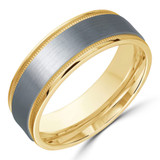 7 MM Tantalum Center Alternative Mens Wedding Band in 14K Yellow Gold (MDVBA0083)