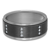 9 MM Black Center Alternative Diamond Mens Wedding Band in Grey Tantalum (MDVBA0096)