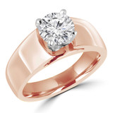 Round Lab Created Diamond Wide Shank Solitaire Engagement Ring in Rose Gold (MVSLG1007-R)