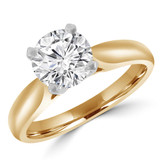 Round Lab Created Diamond Cathedral Solitaire Engagement Ring in Yellow Gold (MVSLG1009-Y)
