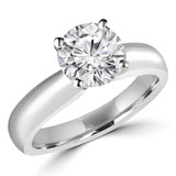 Round Lab Created Diamond Tapered Cathedral Solitaire Engagement Ring in White Gold (MVSLG1011-W)