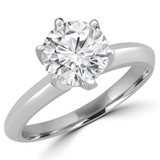 Round Lab Created Diamond Knife Edge 6-Prong Solitaire Engagement Ring in White Gold (MVSLG1013-W)