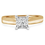 Princess Lab Created Diamond Pinched Cathedral Solitaire Engagement Ring in Yellow Gold (MVSLG1015-Y)