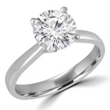 Round Lab Created Diamond Tapered Cathedral Solitaire Engagement Ring in White Gold (MVSLG1017-W)