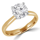 Round Lab Created Diamond Tapered Cathedral Solitaire Engagement Ring in Yellow Gold (MVSLG1017-Y)