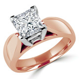Princess Lab Created Diamond Pinched Cathedral Solitaire Engagement Ring in Rose Gold (MVSLG1020-R)
