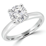 Round Lab Created Diamond Pinched Cathedral Solitaire Engagement Ring in White Gold (MVSLG1026-W)
