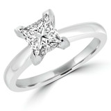 Princess Lab Created Diamond Pinched Cathedral V-Prong Solitaire Engagement Ring in White Gold (MVSLG1027-W)