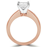 Princess Lab Created Diamond Cathedral V-Prong Solitaire with Accents Engagement Ring in Rose Gold with Channel Set Accents (MVSLG1048-R)