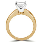 Princess Lab Created Diamond Cathedral V-Prong Solitaire with Accents Engagement Ring in Yellow Gold with Channel Set Accents (MVSLG1048-Y)