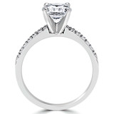 Round Lab Created Diamond 6-Prong Solitaire with Accents Engagement Ring in White Gold (MVSLG1053-W)