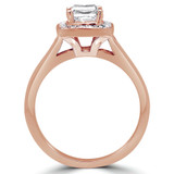 Princess Lab Created Diamond Cathedral Cushion Halo Engagement Ring in Rose Gold (MVSLG1066-R)