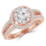 Round Lab Created Diamond Split-Shank Round Halo Engagement Ring in Rose Gold (MVSLG1100-R)