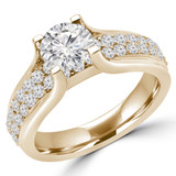 Round Lab Created Diamond Two-Row Solitaire with Accents Engagement Ring in Yellow Gold (MVSLG1105-Y)
