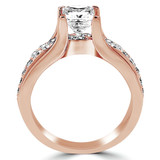 Princess Lab Created Diamond Two-Row Solitaire with Accents Engagement Ring in Rose Gold (MVSLG1106-R)
