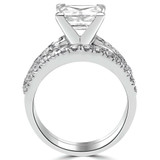 Princess Lab Created Diamond V-Prong Solitaire with Accents Engagement Ring and Wedding Band Set Ring in White Gold (MVSLG1121-W)