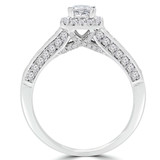 Princess Lab Created Diamond Cathedral Square Halo Engagement Ring in White Gold (MVSLG1139-W)
