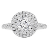 Round Lab Created Diamond Cathedral Double Round Halo Engagement Ring in White Gold (MVSLG1160-W)