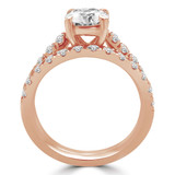 Round Lab Created Diamond Cathedral Trellis Solitaire with Accents Engagement Ring and Wedding Band Set Ring in Rose Gold (MVSLG1163-R)