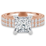 Princess Lab Created Diamond Solitaire with Accents Engagement Ring and Wedding Band Set Ring in Rose Gold (MVSLG1169-R)