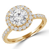 Round Lab Created Diamond Diamond Bridge Round Halo Engagement Ring in Yellow Gold (MVSLG1183-Y)