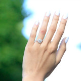 Round Lab Created Diamond Cathedral Open Bridge Bezel Set Round Halo Engagement Ring in White Gold (MVSLG1184-W)