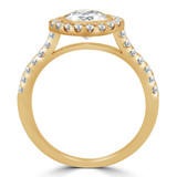 Round Lab Created Diamond Cathedral Open Bridge Bezel Set Round Halo Engagement Ring in Yellow Gold (MVSLG1184-Y)