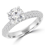 Round Lab Created Diamond Three-Row Solitaire with Accents Engagement Ring in White Gold (MVSLG1198-W)