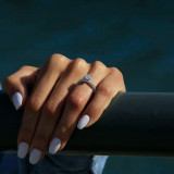 Round Lab Created Diamond Three-Row Solitaire with Accents Engagement Ring in White Gold (MVSLG1198-W)