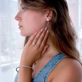 Round Lab Created Diamond Cathedral Open Bridge Round Halo Engagement Ring in White Gold (MVSLG1199-W)