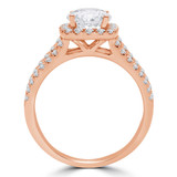 Round Lab Created Diamond Three-Row Split-Shank Cathedral Cushion Halo Engagement Ring in Rose Gold (MVSLG1203-R)