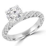 Round Lab Created Diamond Solitaire with Accents Engagement Ring in White Gold (MVSLG1206-W)