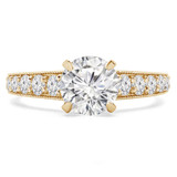 Round Lab Created Diamond Revserse Tapered Cathedral Solitaire with Accents Engagement Ring in Yellow Gold (MVSLG1215-Y)