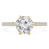 Round Lab Created Diamond 6-Prong Solitaire with Accents Engagement Ring in Yellow Gold (MVSLG1233-Y)