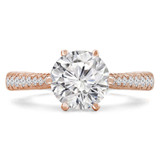 Round Lab Created Diamond Vintage Tapered Cathedral Solitaire with Accents Engagement Ring in Rose Gold (MVSLG1238-R)