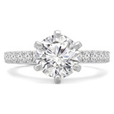 Round Lab Created Diamond 6-Prong Solitaire with Accents Engagement Ring in White Gold (MVSLG1240-W)