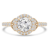 Round Lab Created Diamond Cathedral Halo Engagement Ring in Yellow Gold with Accents (MVSLG1255-Y)