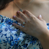 Round Lab Created Diamond 6-Prong Knife Edge Solitaire Engagement Ring in White Gold (MVSLG1272-W)