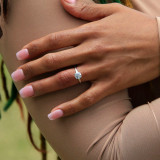 Round Lab Created Diamond Trellis Solitaire Engagement Ring in White Gold (MVSLG1278-W)