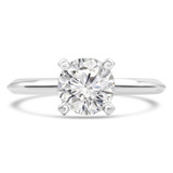 Round Lab Created Diamond Knife Edge Solitaire Engagement Ring in White Gold (MVSLG1279-W)