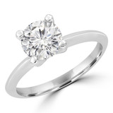 Round Lab Created Diamond Knife Edge Solitaire Engagement Ring in White Gold (MVSLG1279-W)