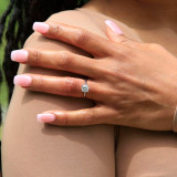 Round Lab Created Diamond Knife Edge Solitaire Engagement Ring in White Gold (MVSLG1279-W)