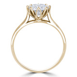 Round Lab Created Diamond 8-Prong Floral Cathedral Solitaire Engagement Ring in Yellow Gold (MVSLG1281-Y)