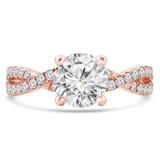Round Lab Created Diamond Twisted Solitaire with Accents Engagement Ring in Rose Gold (MVSLG1292-R)
