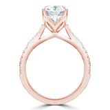 Round Lab Created Diamond Tapered Cathedral Solitaire with Accents Engagement Ring in Rose Gold (MVSLG1300-R)